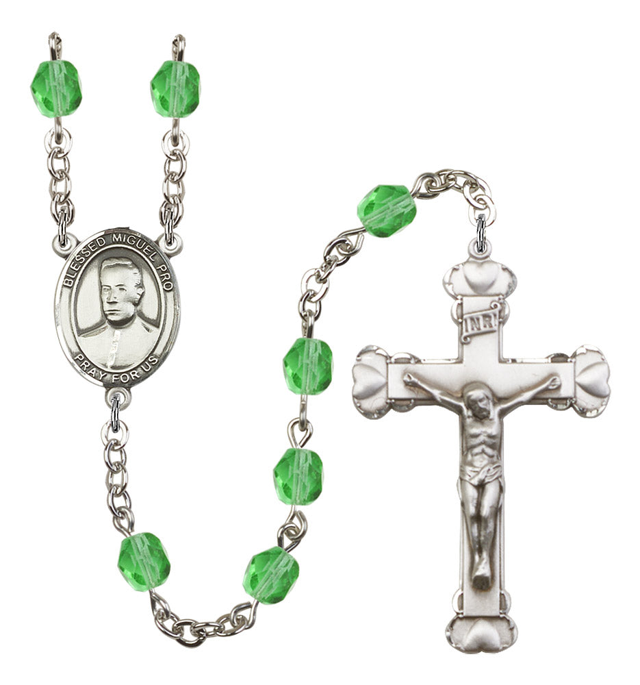 Blessed Miguel Pro Rosary - 6MM Fire Polished Beads (8389SS)