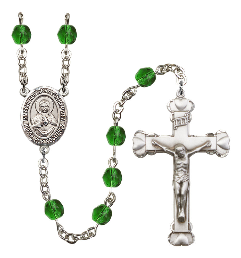 Corazon Inmaculado De Maria Rosary - 6MM Fire Polished Beads (8337SPSS)
