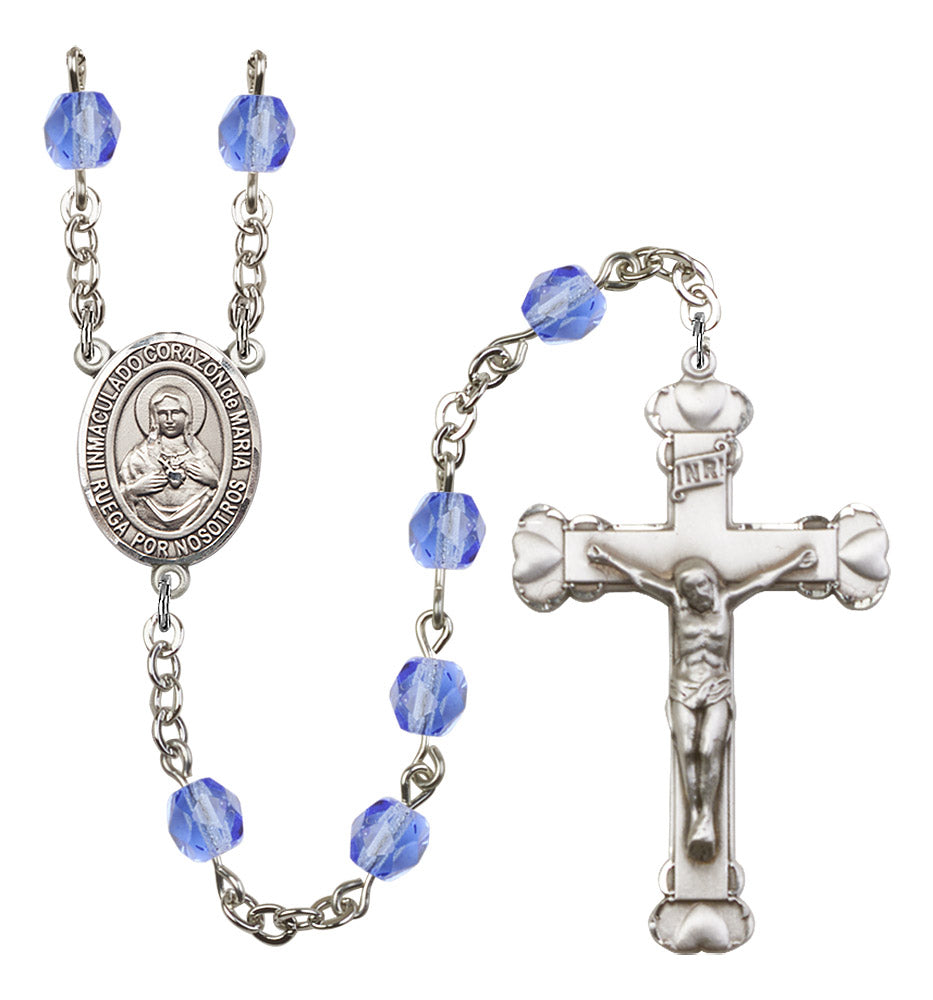 Corazon Inmaculado De Maria Rosary - 6MM Fire Polished Beads (8337SPSS)