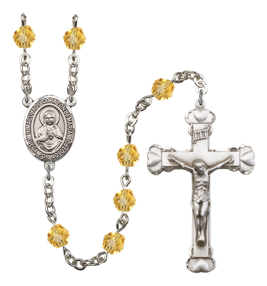 Corazon Inmaculado De Maria Rosary - 6MM Fire Polished Beads (8337SPSS)