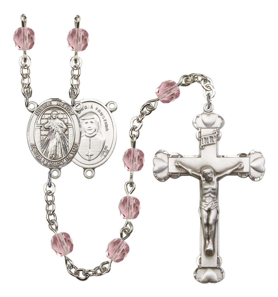 Divine Mercy Rosary - 6MM Fire Polished Beads (8366SS)