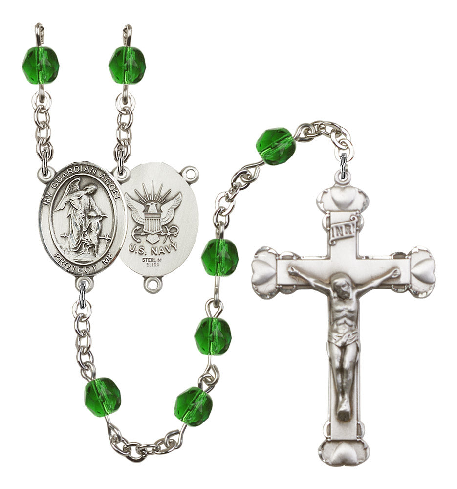 Guardian Angel / Navy Rosary - 6MM Fire Polished Beads (8118S6)