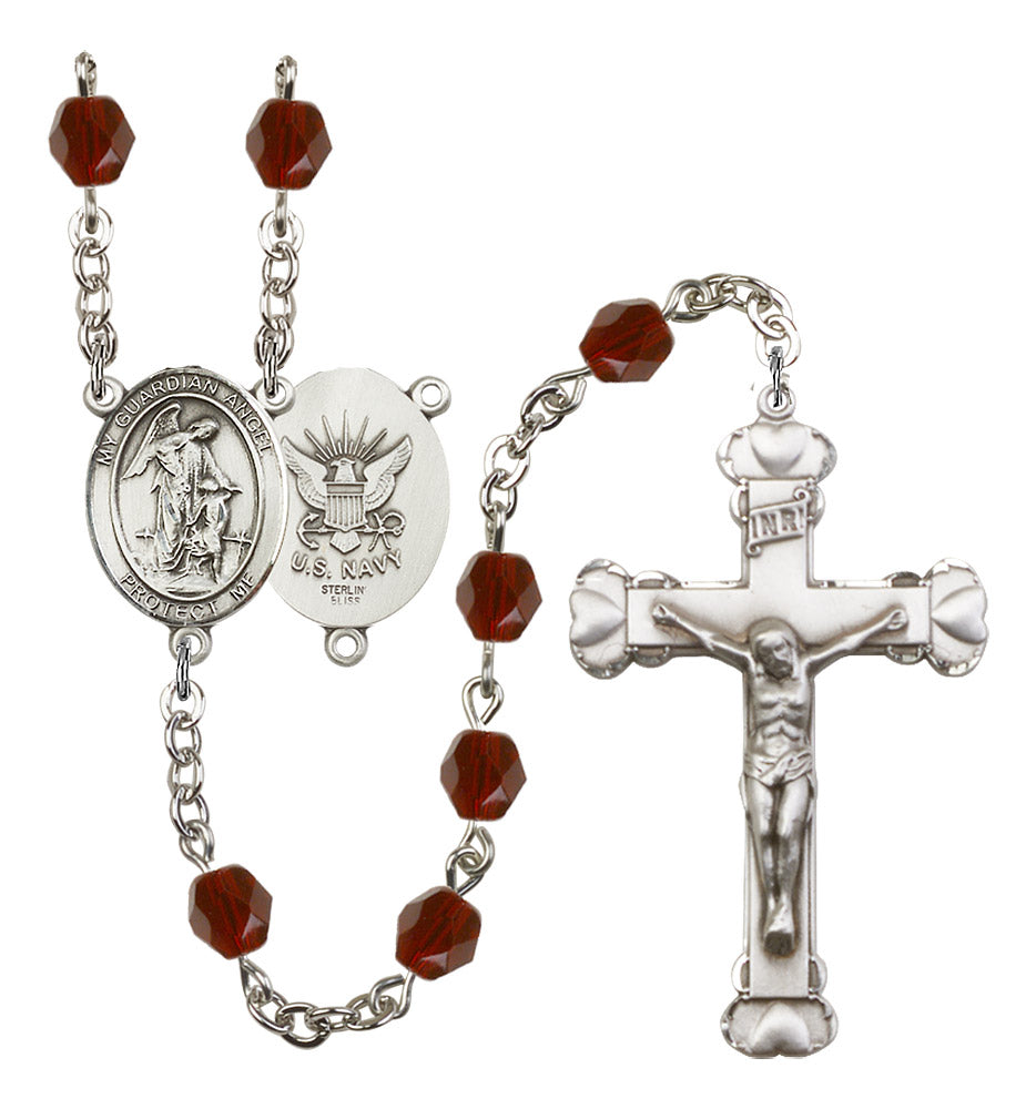 Guardian Angel / Navy Rosary - 6MM Fire Polished Beads (8118S6)