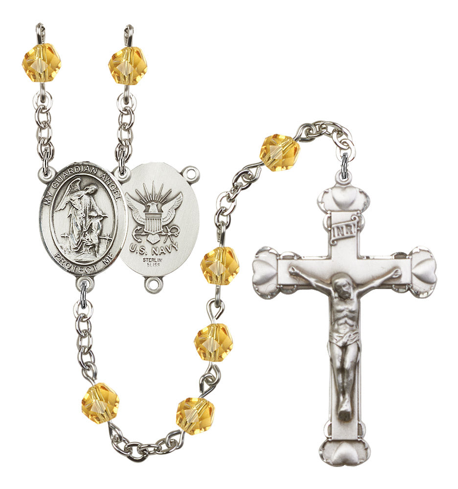 Guardian Angel / Navy Rosary - 6MM Fire Polished Beads (8118S6)