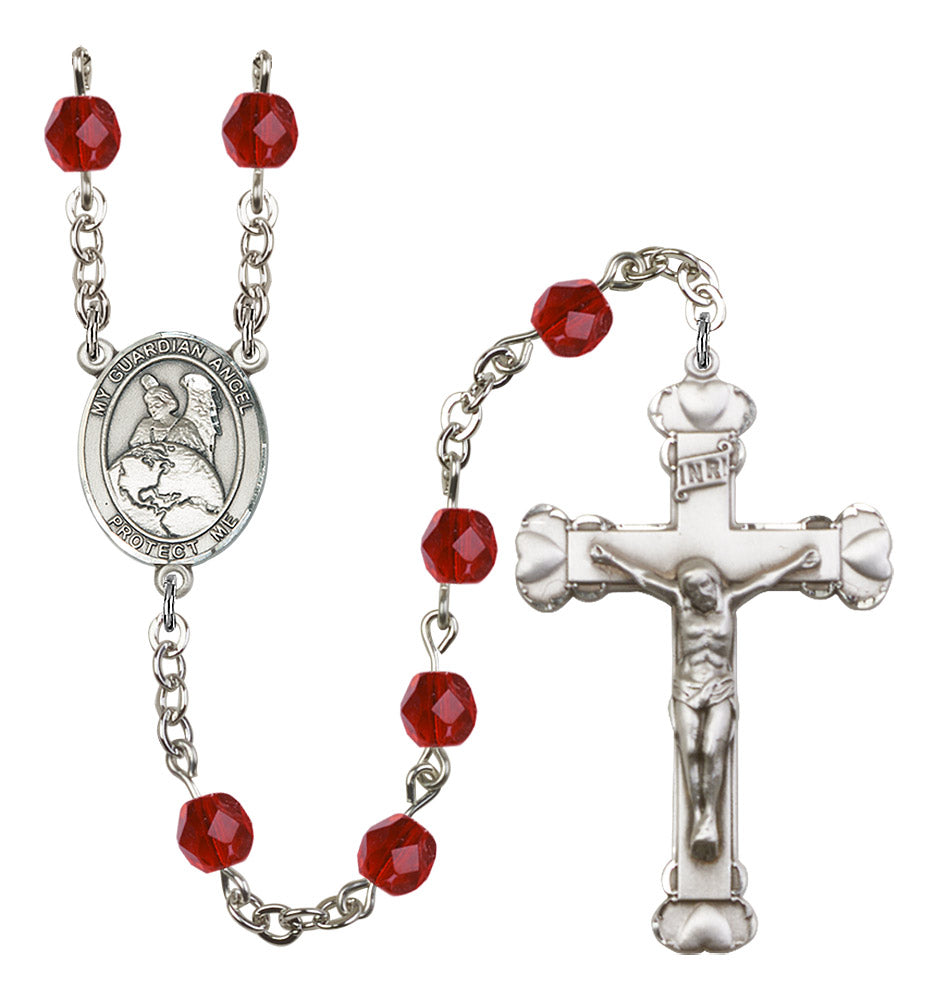 Guardian Angel Protector Rosary - 6MM Fire Polished Beads (8440SS)