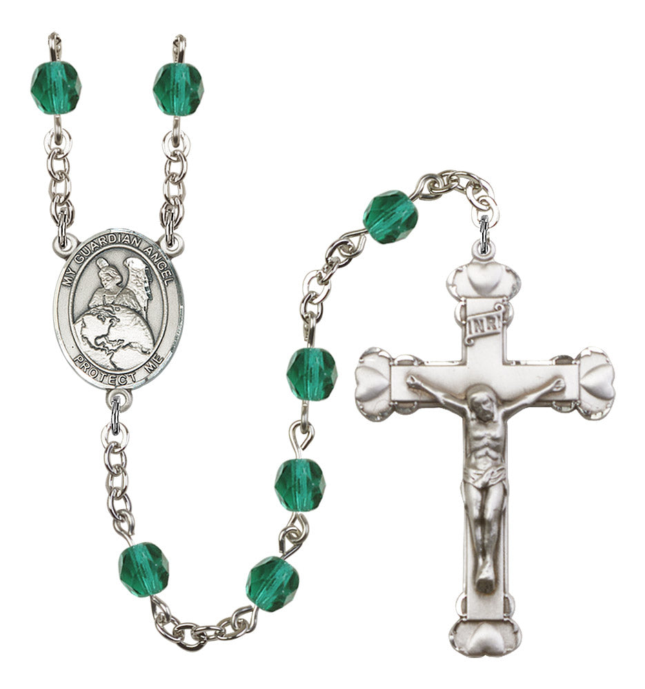 Guardian Angel Protector Rosary - 6MM Fire Polished Beads (8440SS)