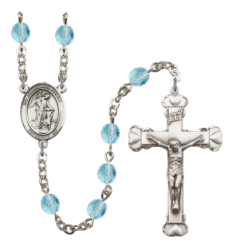 Guardian Angel with Child Rosary - 6MM Fire Polished Beads (8118SS)