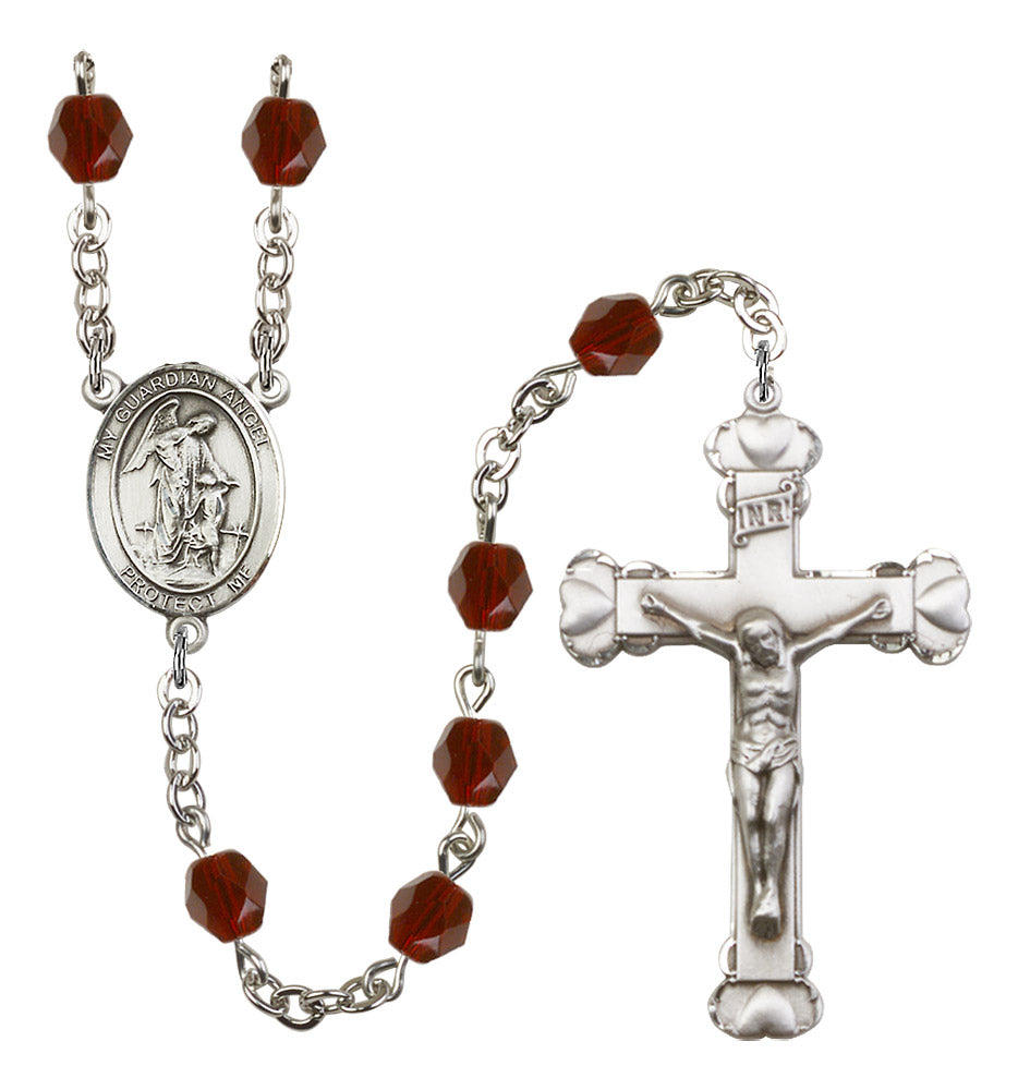 Guardian Angel with Child Rosary - 6MM Fire Polished Beads (8118SS)