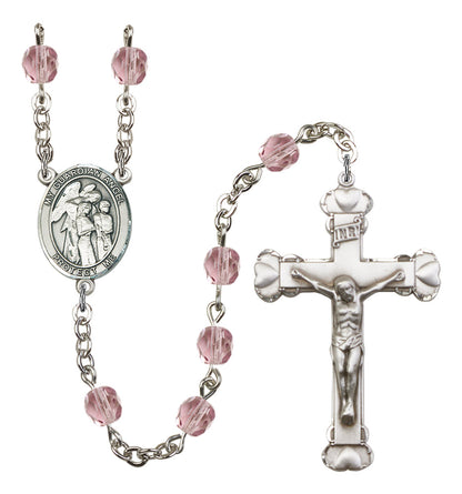 Guardian Angel with Children Rosary - 6MM Fire Polished Beads (8439SS)