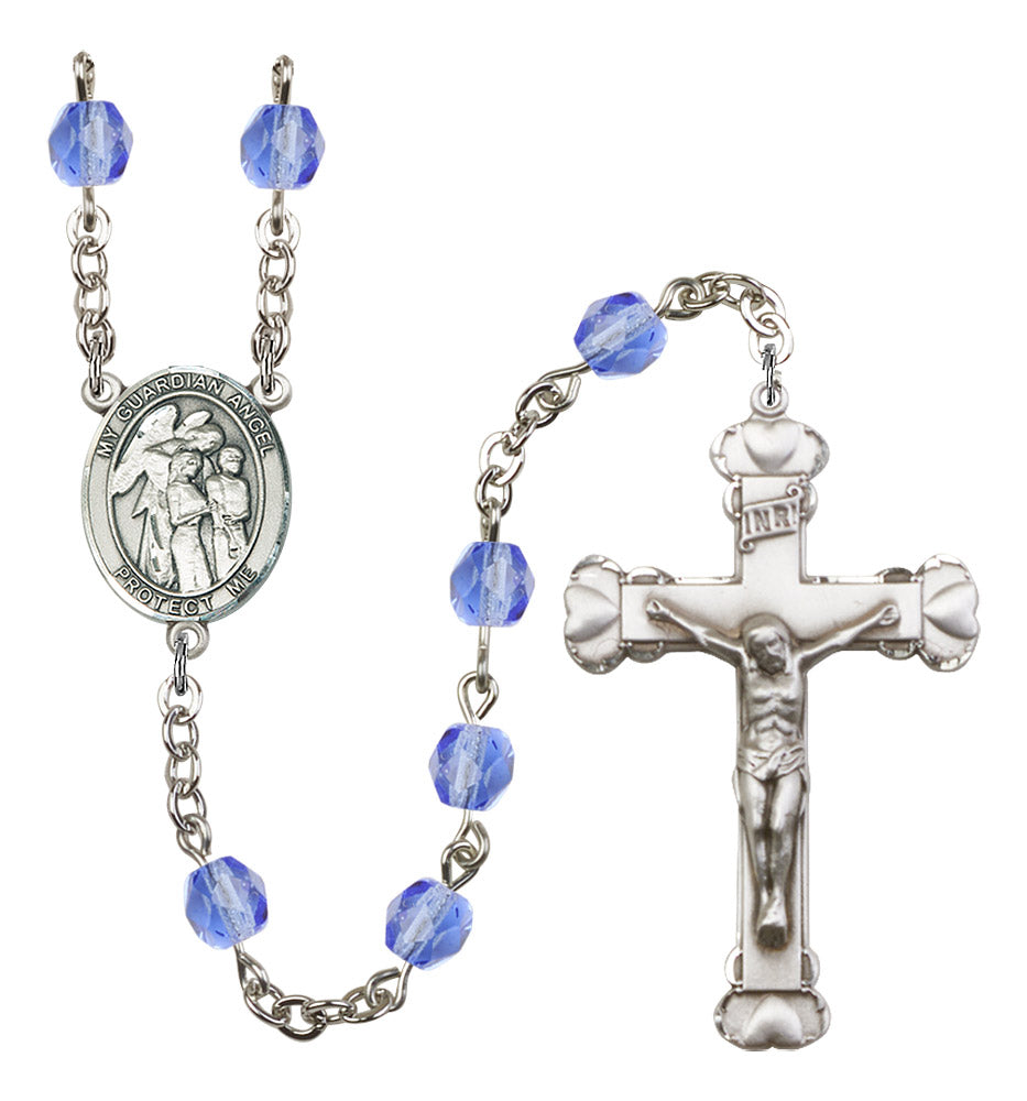 Guardian Angel with Children Rosary - 6MM Fire Polished Beads (8439SS)
