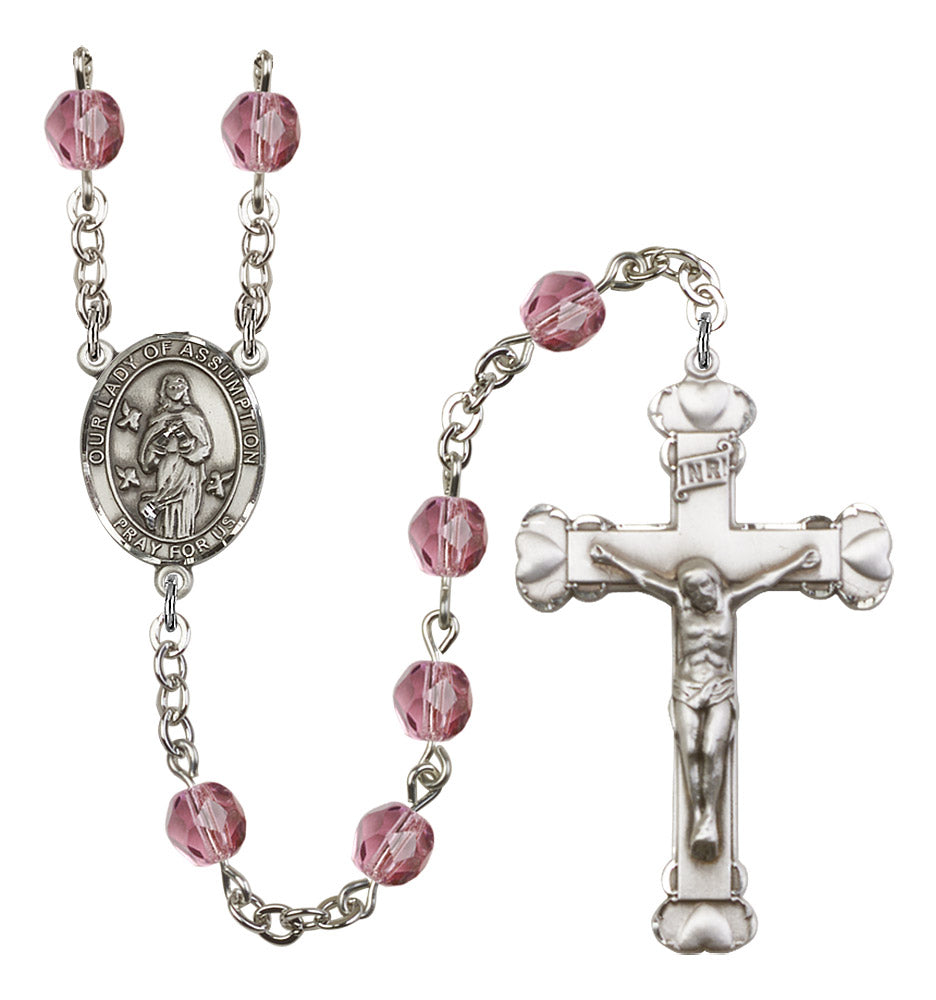 Our Lady of Assumption Rosary - 6MM Fire Polished Beads (8388SS)
