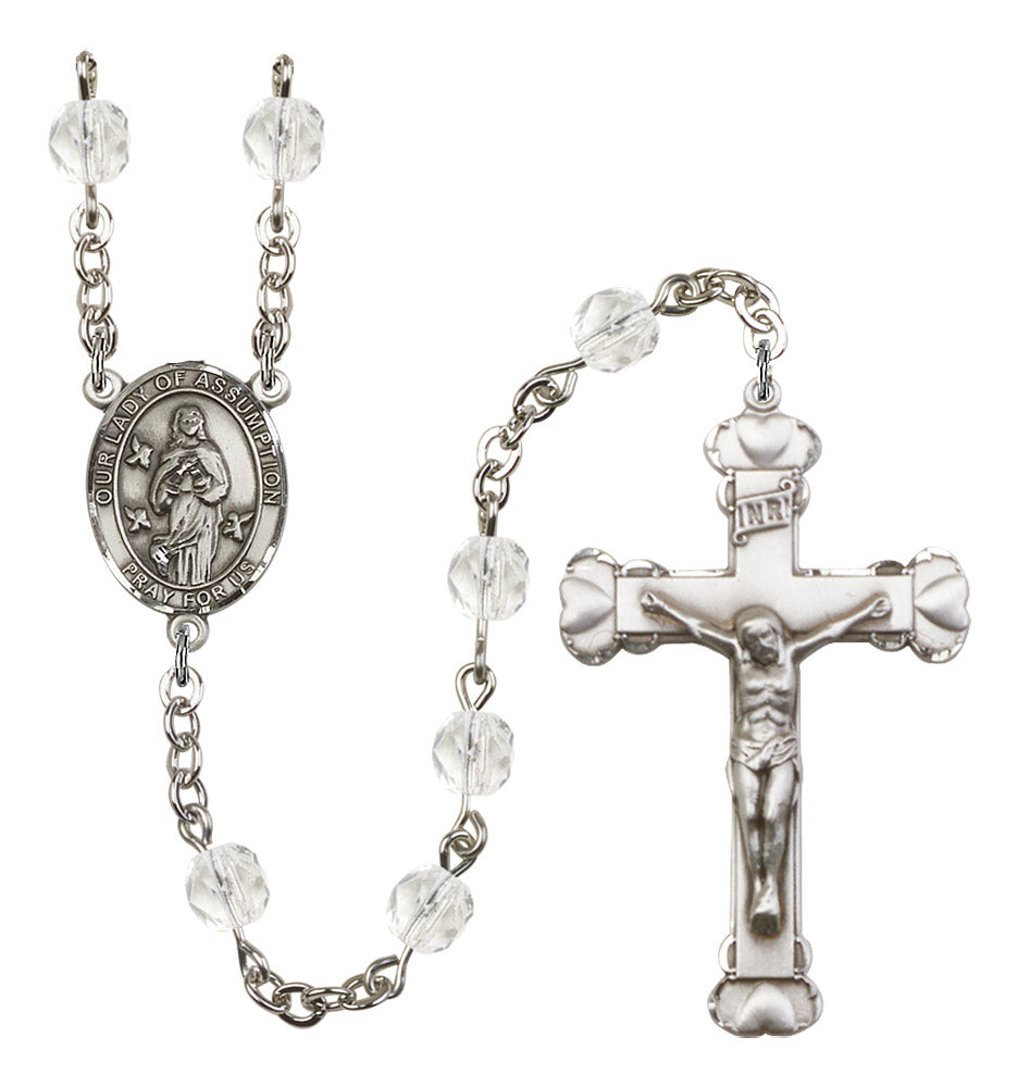 Our Lady of Assumption Rosary - 6MM Fire Polished Beads (8388SS)