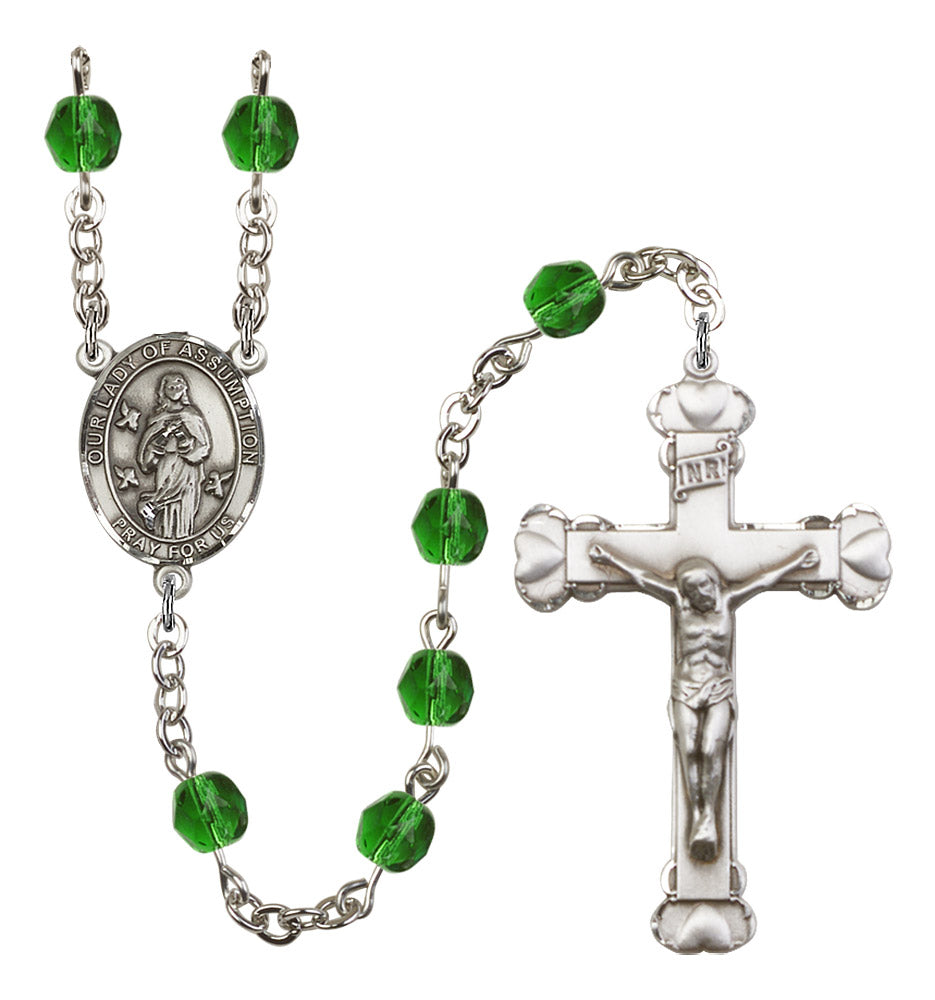 Our Lady of Assumption Rosary - 6MM Fire Polished Beads (8388SS)