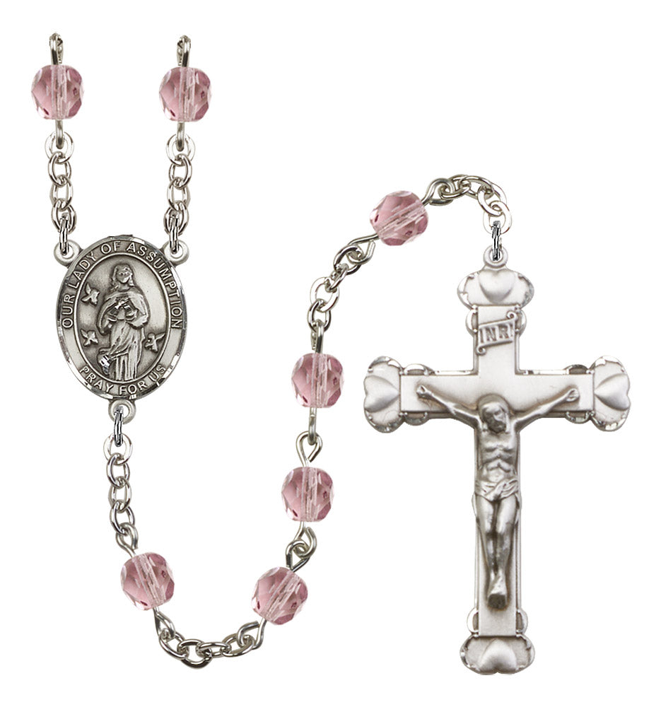 Our Lady of Assumption Rosary - 6MM Fire Polished Beads (8388SS)
