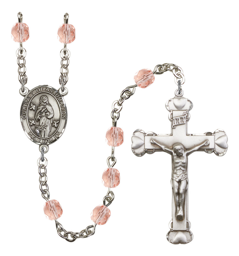 Our Lady of Assumption Rosary - 6MM Fire Polished Beads (8388SS)