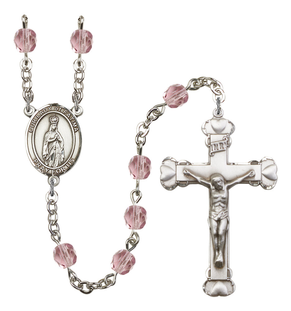 Our Lady of Fatima Rosary - 6MM Fire Polished Beads (8205SS)