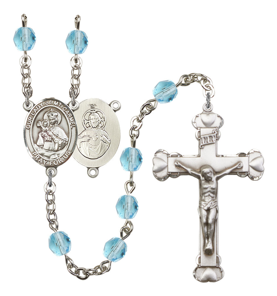Our Lady of Mount Carmel Rosary - 6MM Fire Polished Beads (8243SS)
