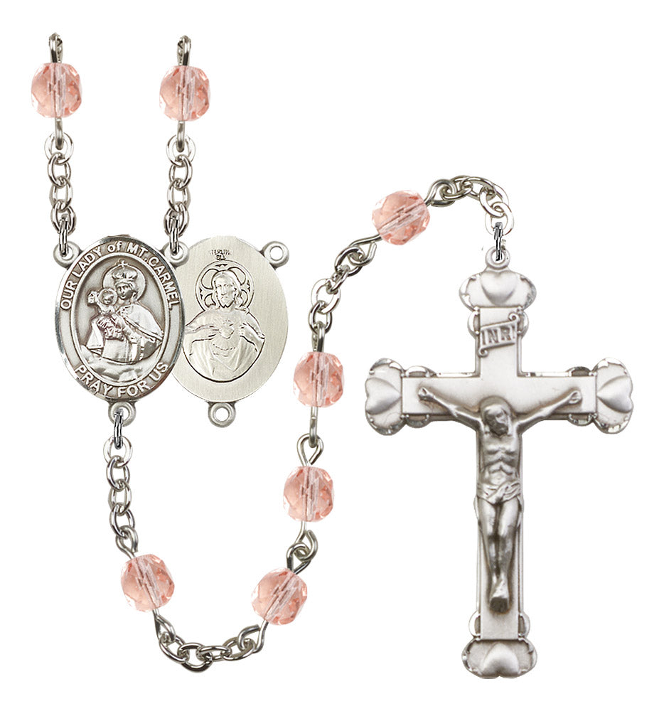 Our Lady of Mount Carmel Rosary - 6MM Fire Polished Beads (8243SS)