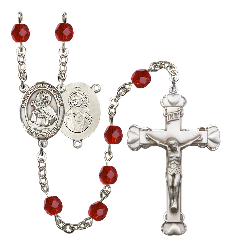 Our Lady of Mount Carmel Rosary - 6MM Fire Polished Beads (8243SS)
