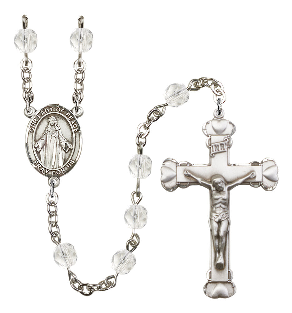 Our Lady of Peace Rosary - 6MM Fire Polished Beads (8245SS)