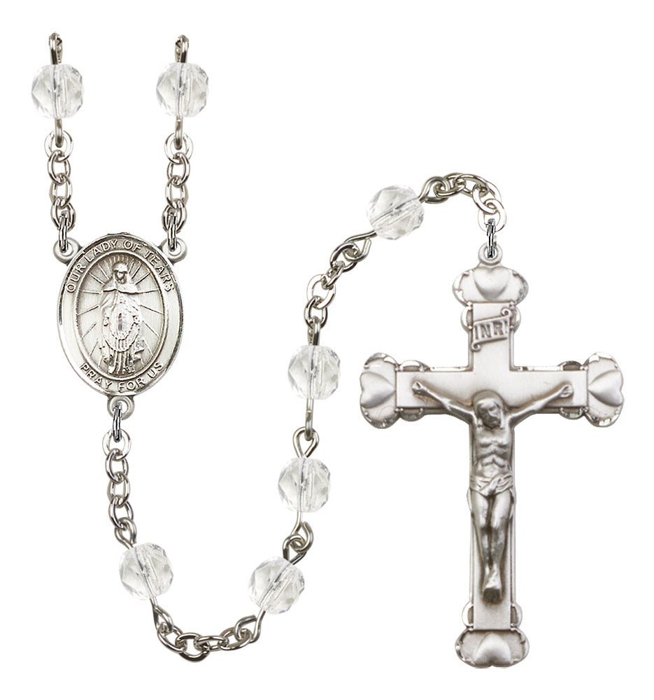 Our Lady of Tears Rosary - 6MM Fire Polished Beads (8346SS)