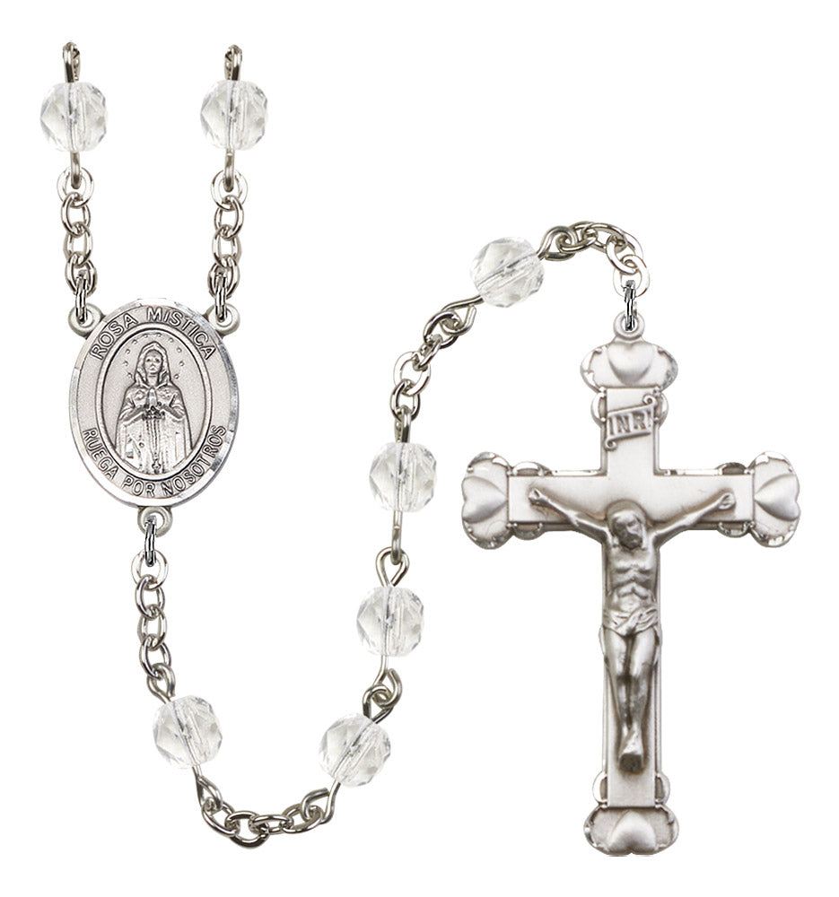 Our Lady Rosa Mystica Rosary - 6MM Fire Polished Beads (8413SPSS)