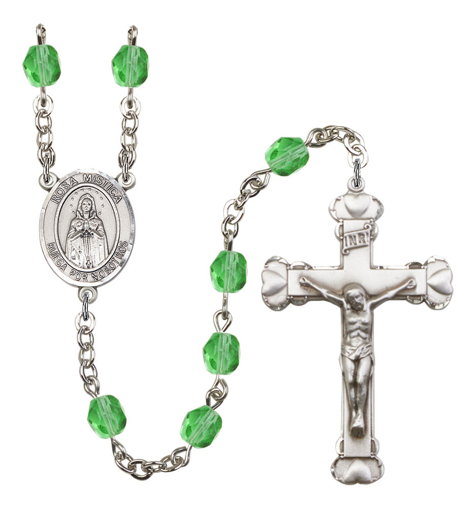 Our Lady Rosa Mystica Rosary - 6MM Fire Polished Beads (8413SPSS)