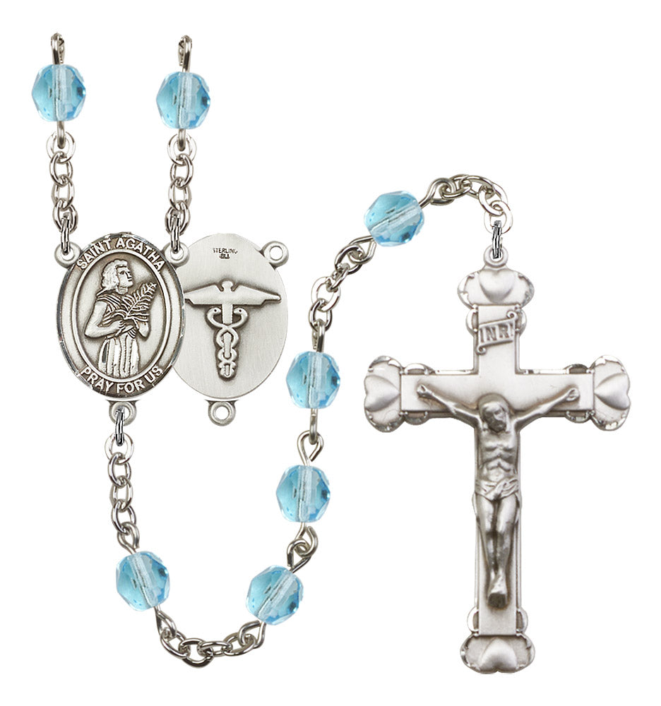 St. Agatha/Nurse Rosary - 6MM Fire Polished Beads (8003S9)