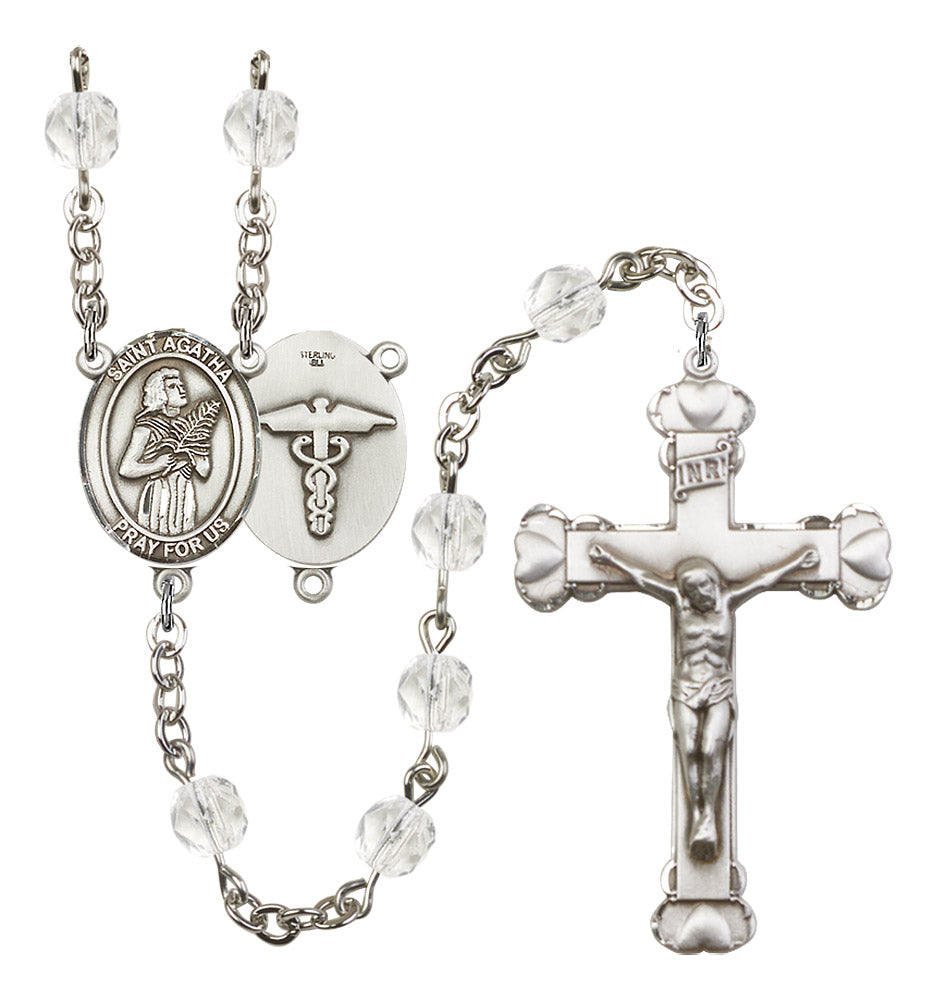 St. Agatha/Nurse Rosary - 6MM Fire Polished Beads (8003S9)