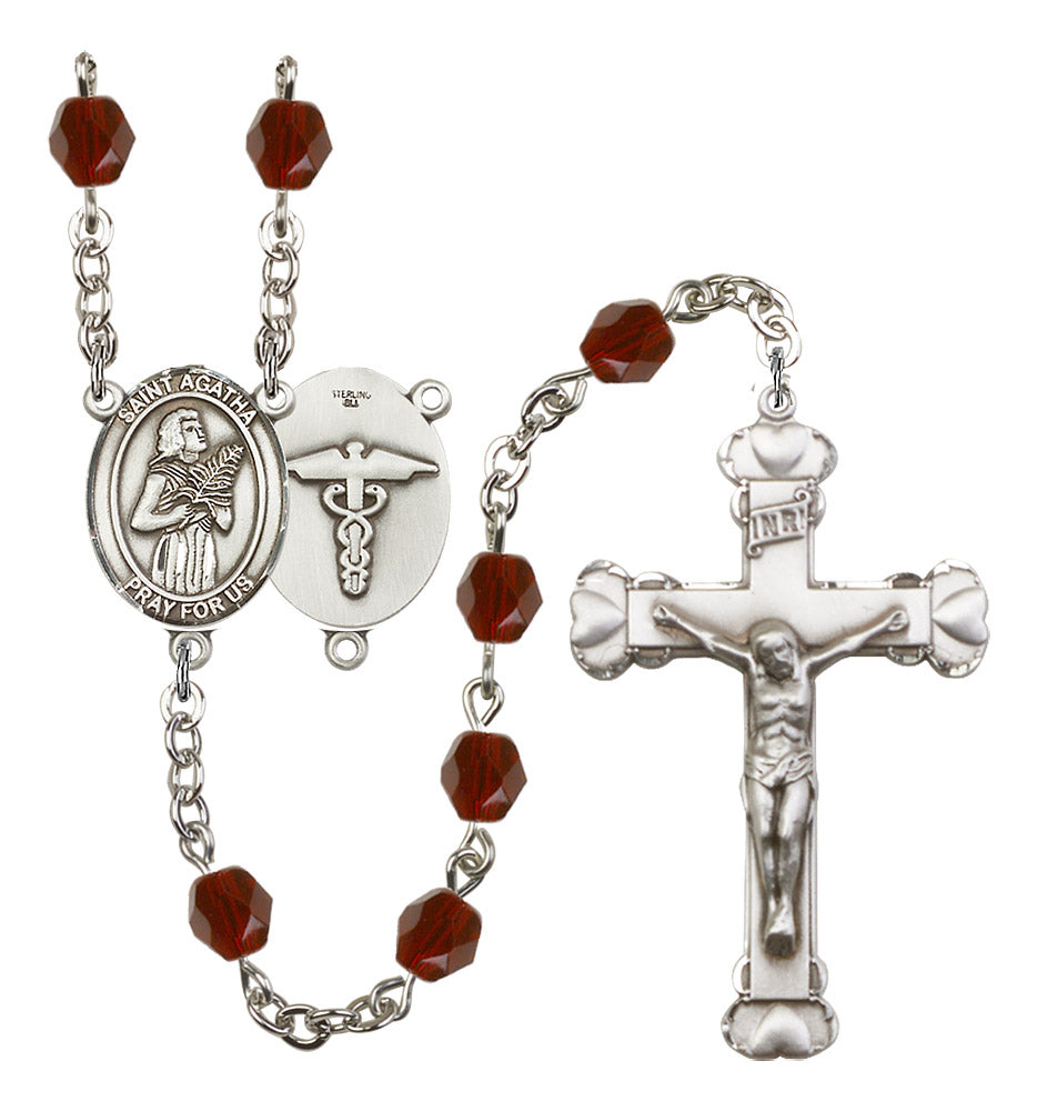 St. Agatha/Nurse Rosary - 6MM Fire Polished Beads (8003S9)