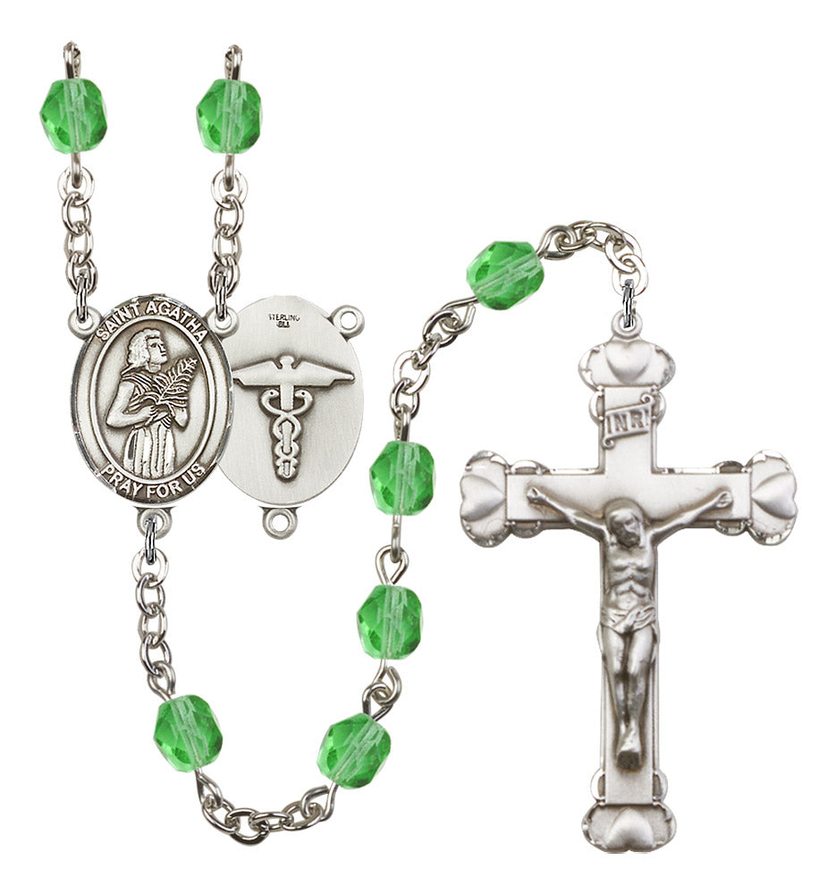 St. Agatha/Nurse Rosary - 6MM Fire Polished Beads (8003S9)