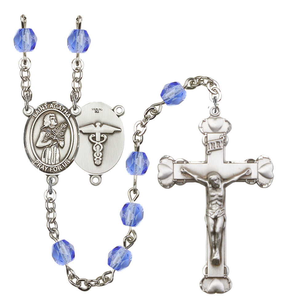St. Agatha/Nurse Rosary - 6MM Fire Polished Beads (8003S9)