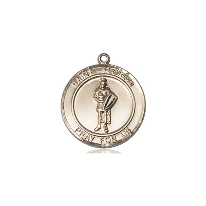 St. Florian Medal - 14kt Gold Round Pendant (2 Sizes)