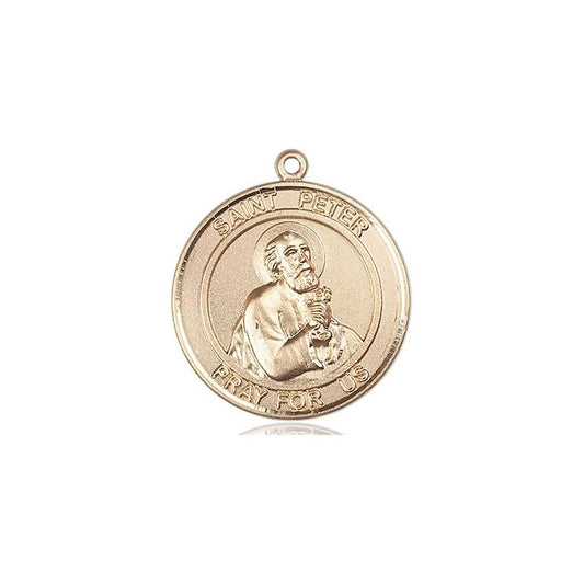 St. Peter Medal - 14kt Gold Round Pendant (2 Sizes)