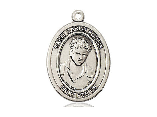 St. Carlo Acutis Medal - Sterling Silver Oval Pendant 3 Sizes