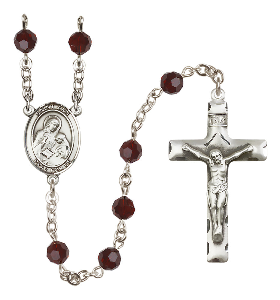 St. Ann Sterling Silver Rosary - 10 Color Options (8002/0644)