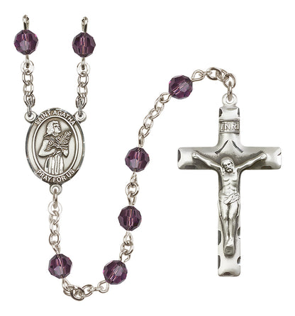 St. Agatha Sterling Silver Rosary - 10 Color Options (8003/0644)