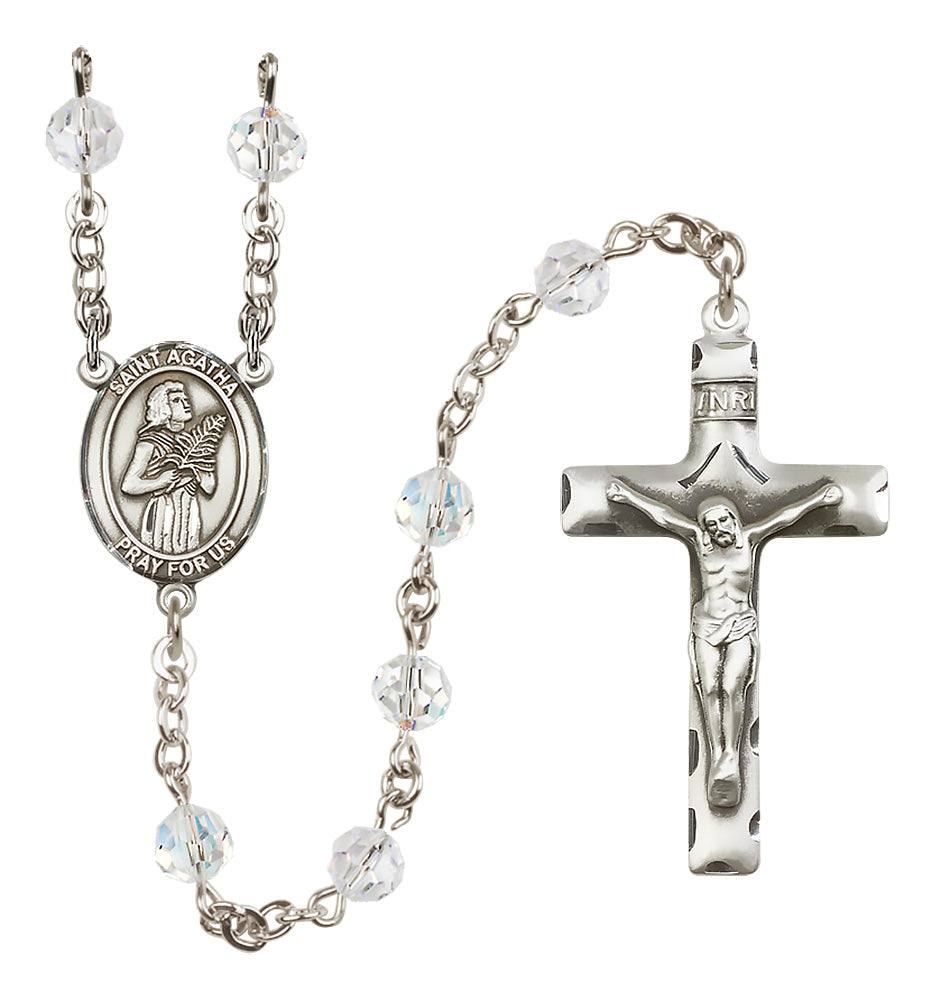 St. Agatha Sterling Silver Rosary - 10 Color Options (8003/0644)