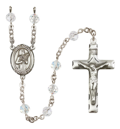St. Agatha Sterling Silver Rosary - 10 Color Options (8003/0644)