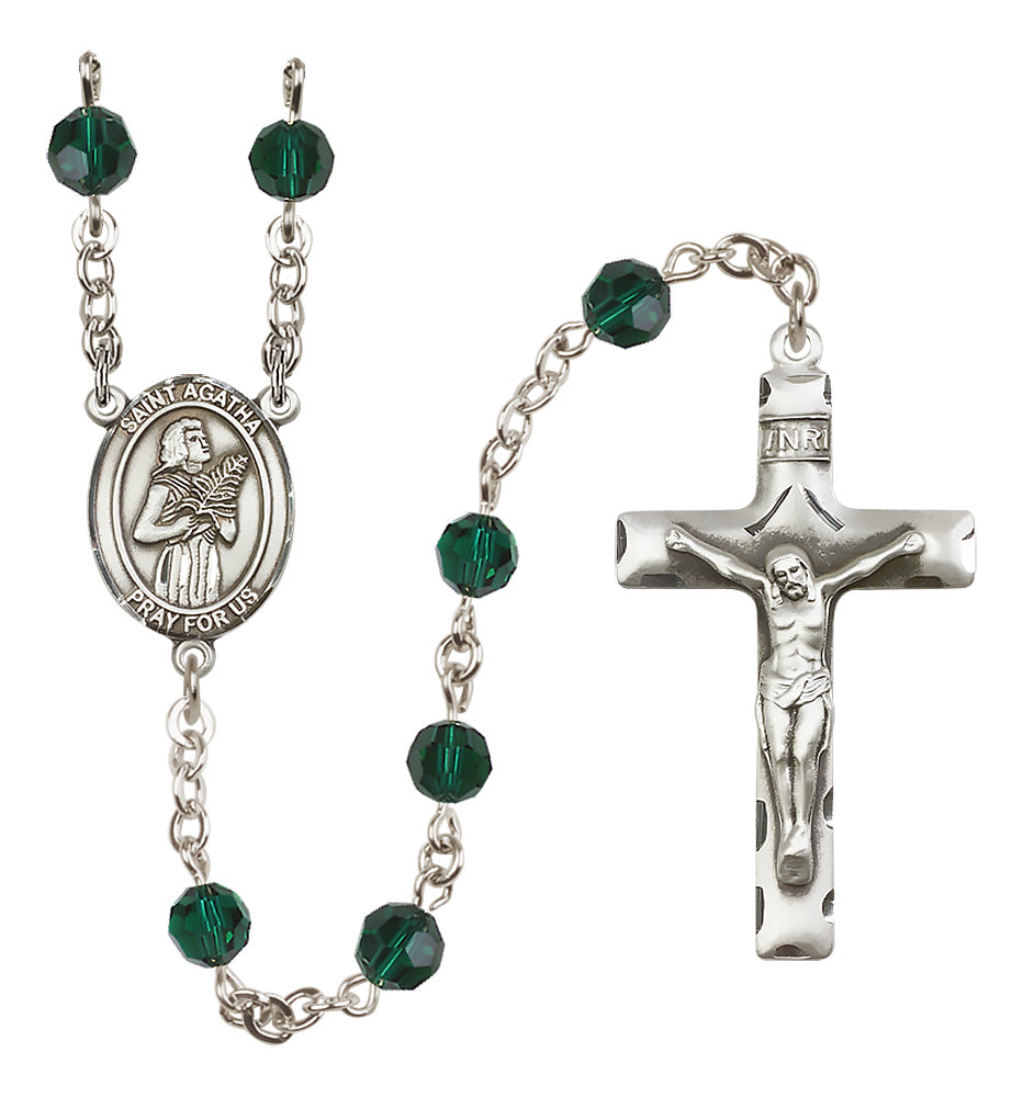 St. Agatha Sterling Silver Rosary - 10 Color Options (8003/0644)