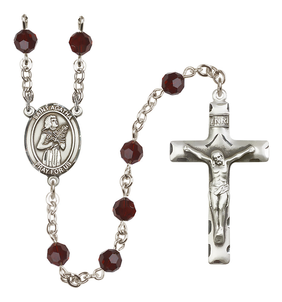 St. Agatha Sterling Silver Rosary - 10 Color Options (8003/0644)