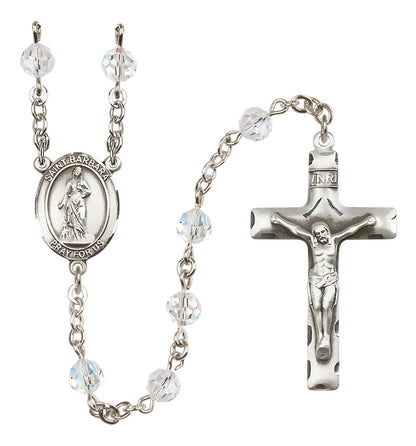 St. Barbara Sterling Silver Rosary - 10 Color Options (8006/0644)