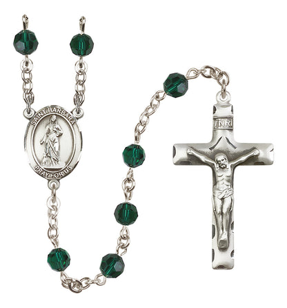 St. Barbara Sterling Silver Rosary - 10 Color Options (8006/0644)
