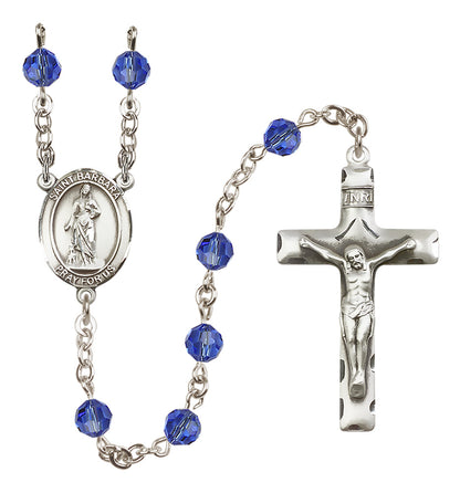 St. Barbara Sterling Silver Rosary - 10 Color Options (8006/0644)