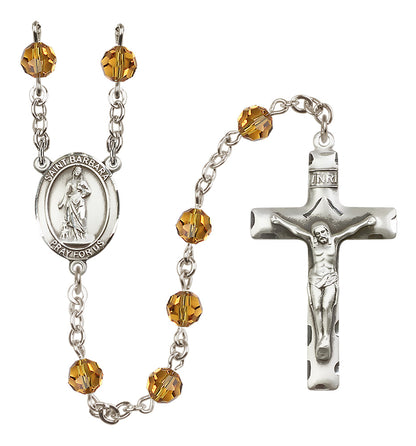 St. Barbara Sterling Silver Rosary - 10 Color Options (8006/0644)
