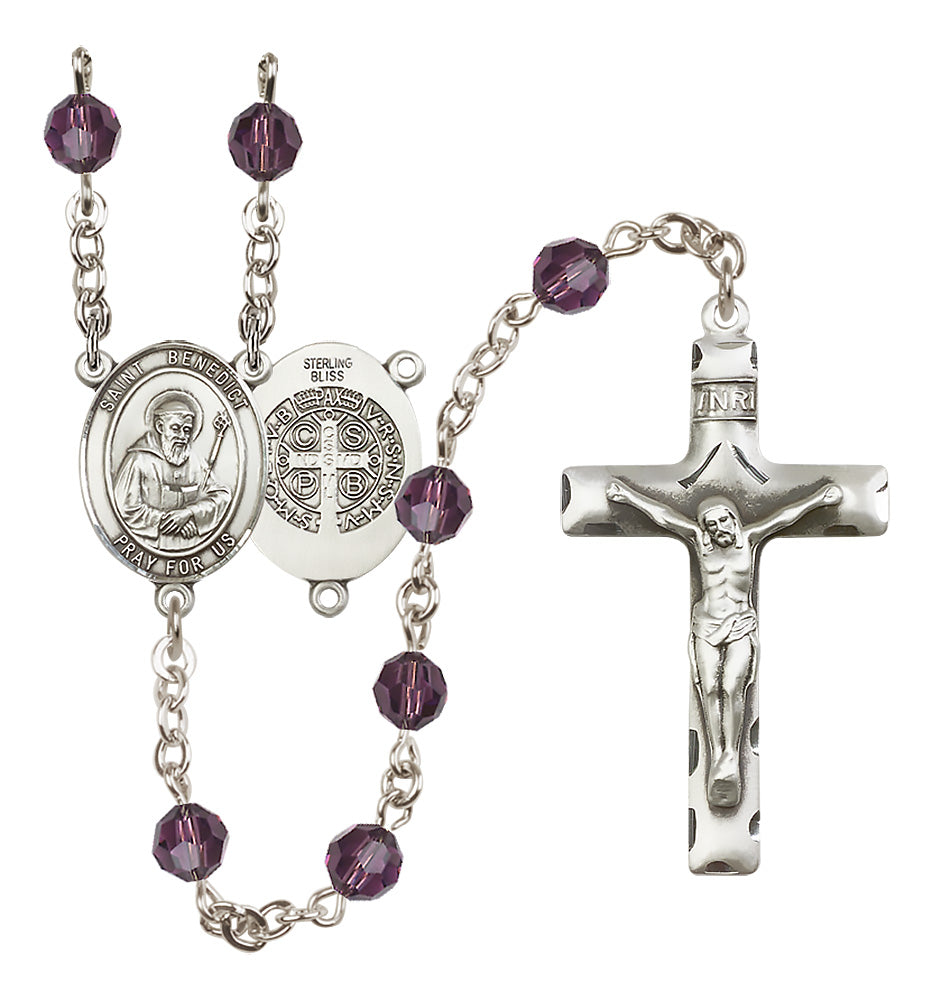 St. Benedict Sterling Silver Rosary - 10 Color Options (8008/0644)