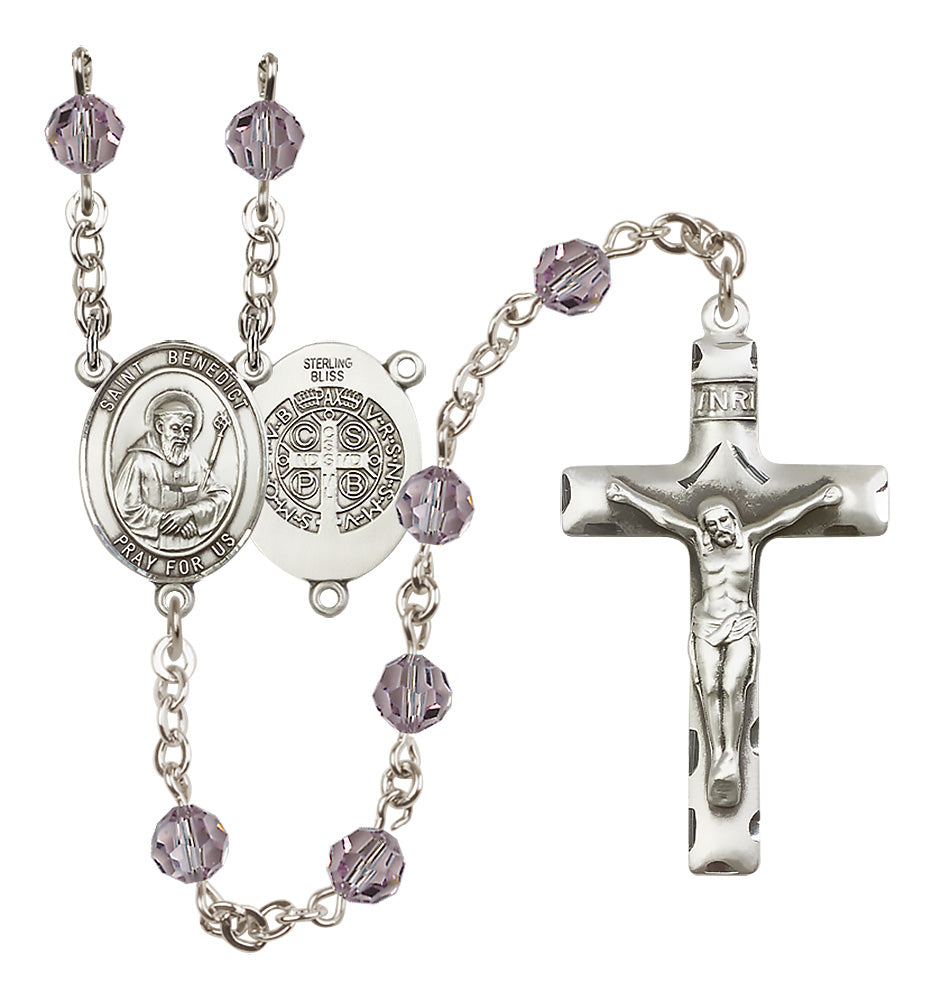 St. Benedict Sterling Silver Rosary - 10 Color Options (8008/0644)