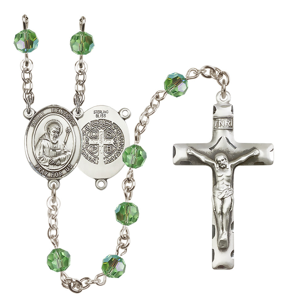 St. Benedict Sterling Silver Rosary - 10 Color Options (8008/0644)