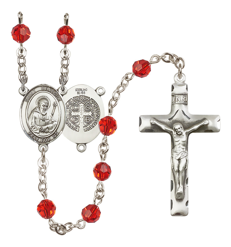 St. Benedict Sterling Silver Rosary - 10 Color Options (8008/0644)