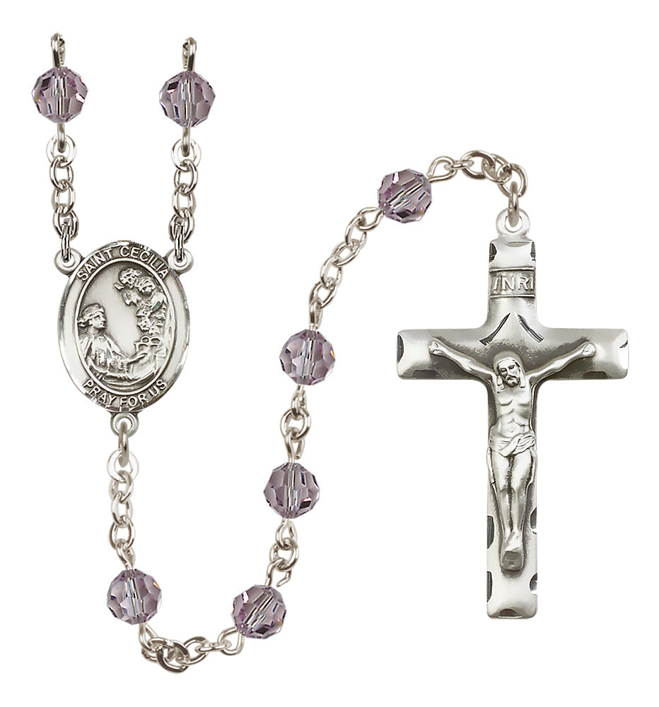St. Cecilia Sterling Silver Rosary - 10 Color Options (8016/0644)